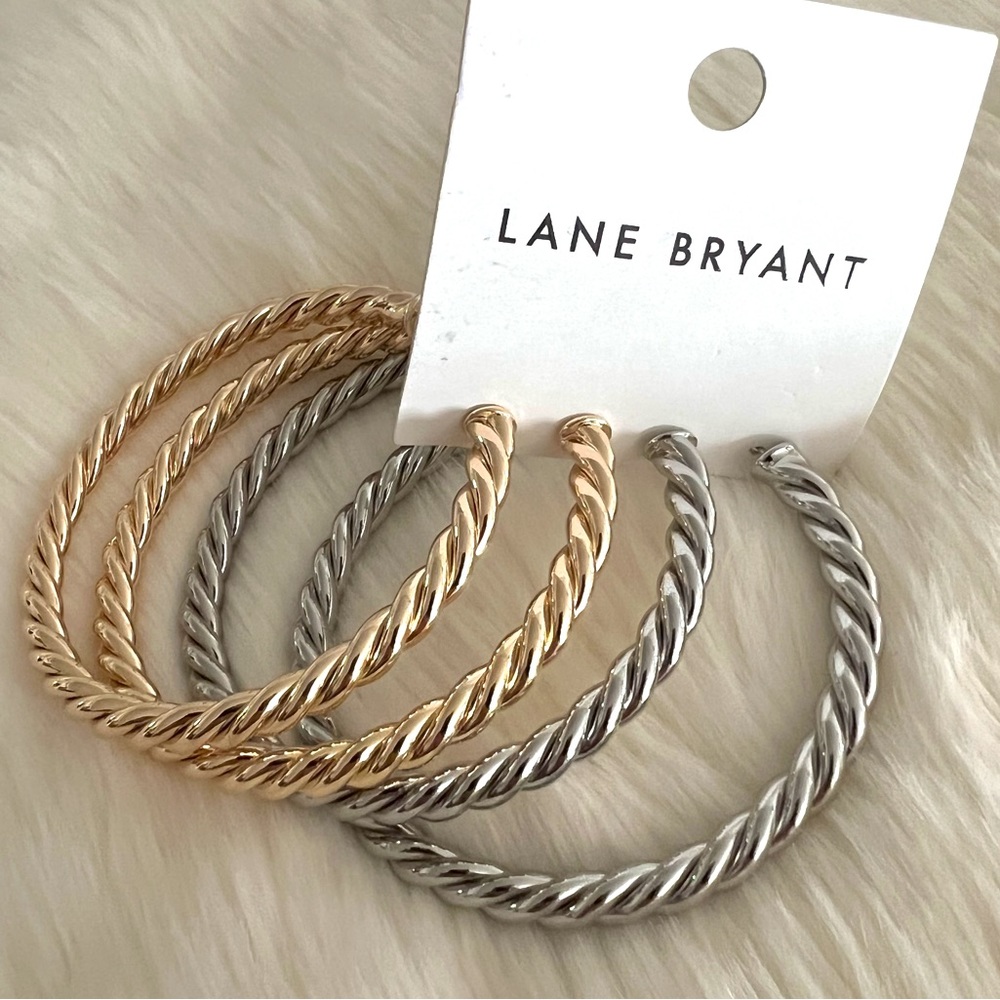 Lane Bryant Dual-Tone Twisted Hoop Earrings